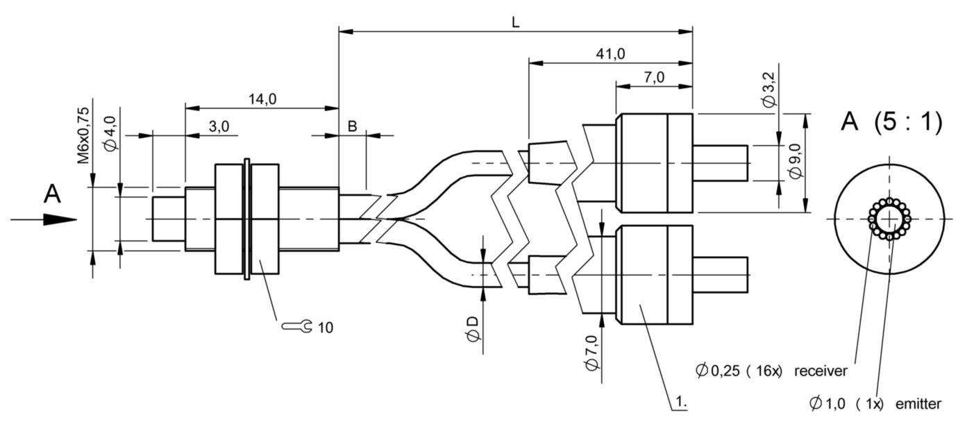Оптоволоконный кабель Balluff BFO D22-XB-LB-EAK-15-SA1-05