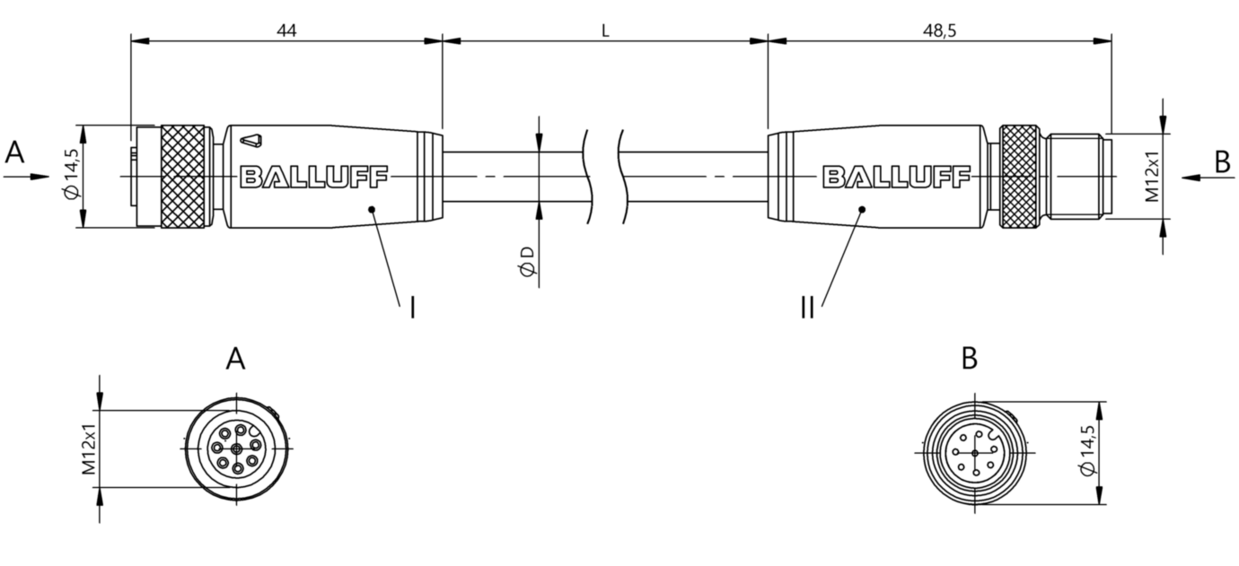 Соединительный кабель Balluff BCC M418-M418-3A-735-PS0825-050