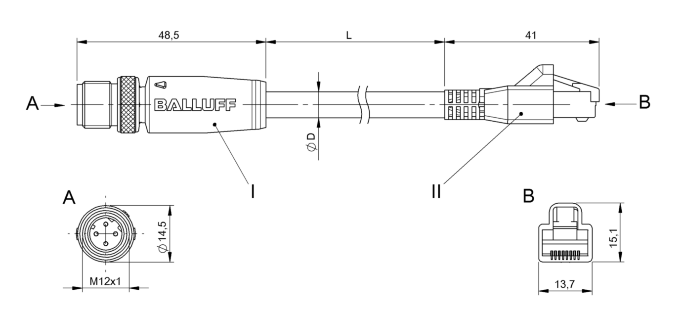 Соединительный кабель Balluff BCC M414-E894-8G-672-ES64N9-300