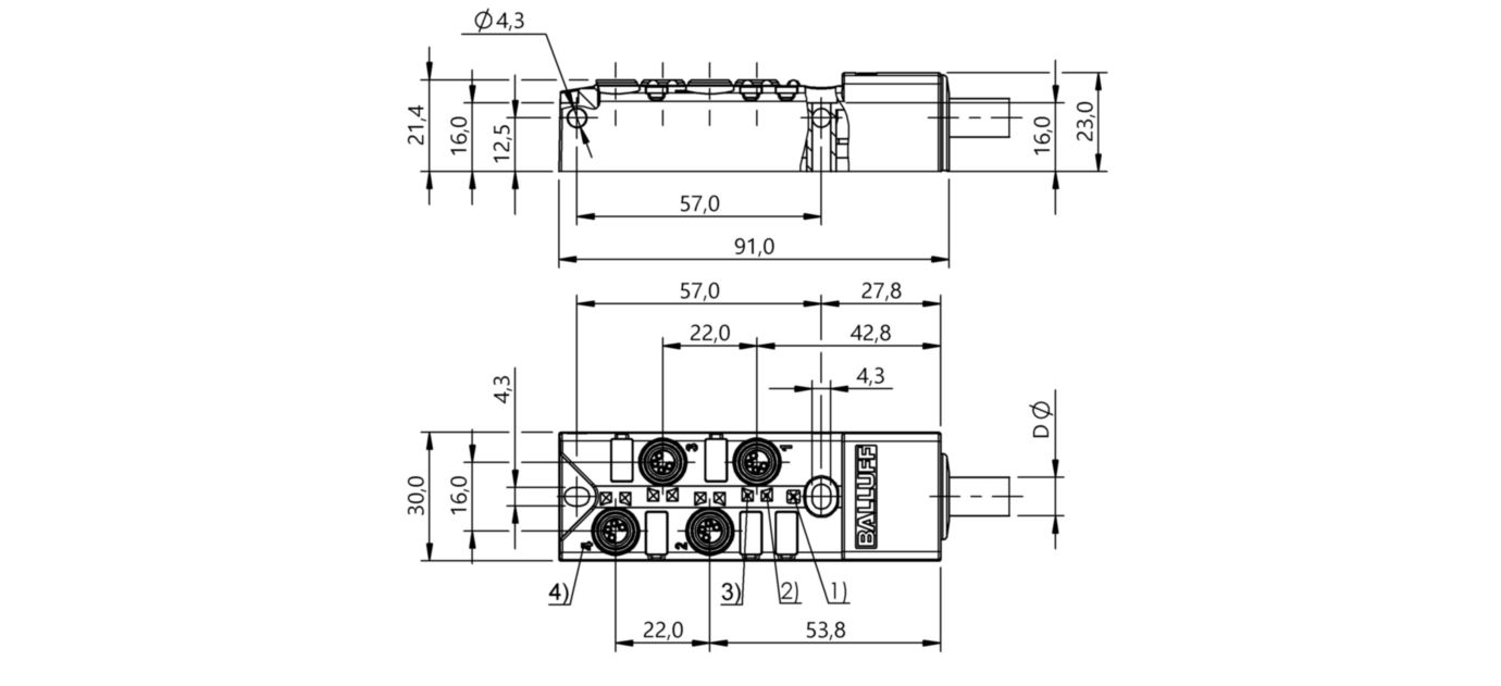Распределительная коробка Balluff BPI 4M304N-5K-B0-KPXA0-150
