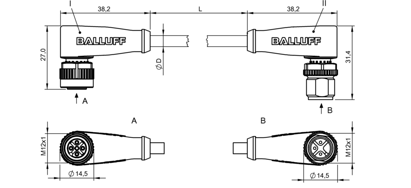 Соединительный кабель Balluff BCC M425-M423-3A-300-PX0334-006