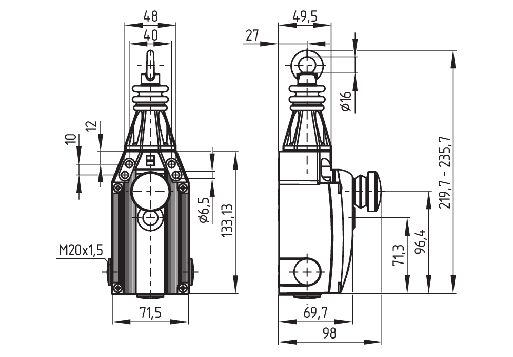 Тросовый выключатель аварийной остановки Schmersal ZQ900-02-N