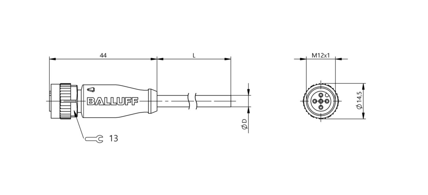 Разъем с кабелем Balluff BCC M415-0000-1A-003-PX0434-250