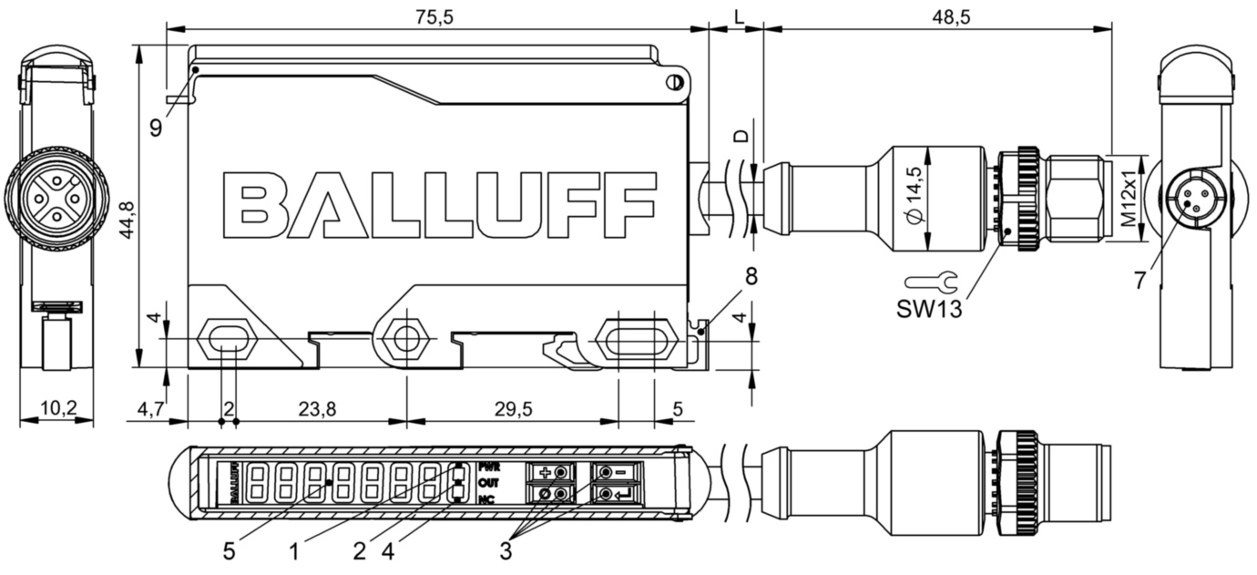 Коммутирующий усилитель Balluff BAE SA-CS-027-YI-BP00,3-GS04