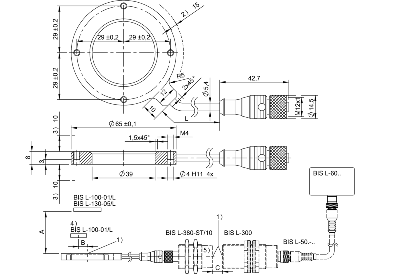 RFID Антенна Balluff BIS L-380-SA1/BU-PU1-00,5