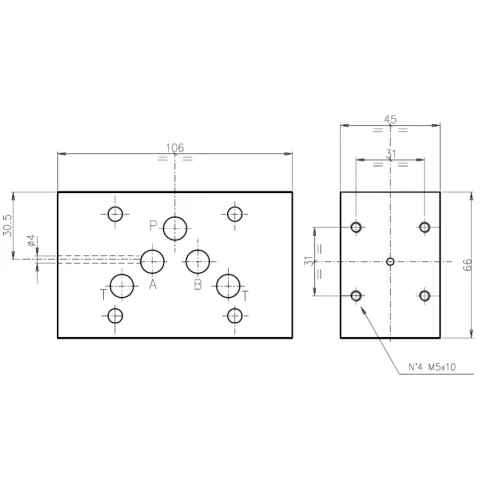 Плита модульная для реле давления DUPLOMATIC MS S.p.a. EB605_0715752, CETOP 05, в каналах А и В