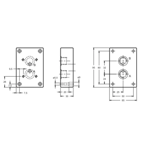 Плита для регуляторов расхода стальная DUPLOMATIC MS S.p.a. PMRPC1-AI3G/10_1961045, CETOP 03, 250 бар, порты с задней стороны