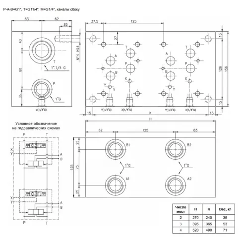 Плита для распределителей и клапанов, трехместная DUPLOMATIC MS S.p.a. EM207/3Y, CETOP 07, порты с боковой стороны