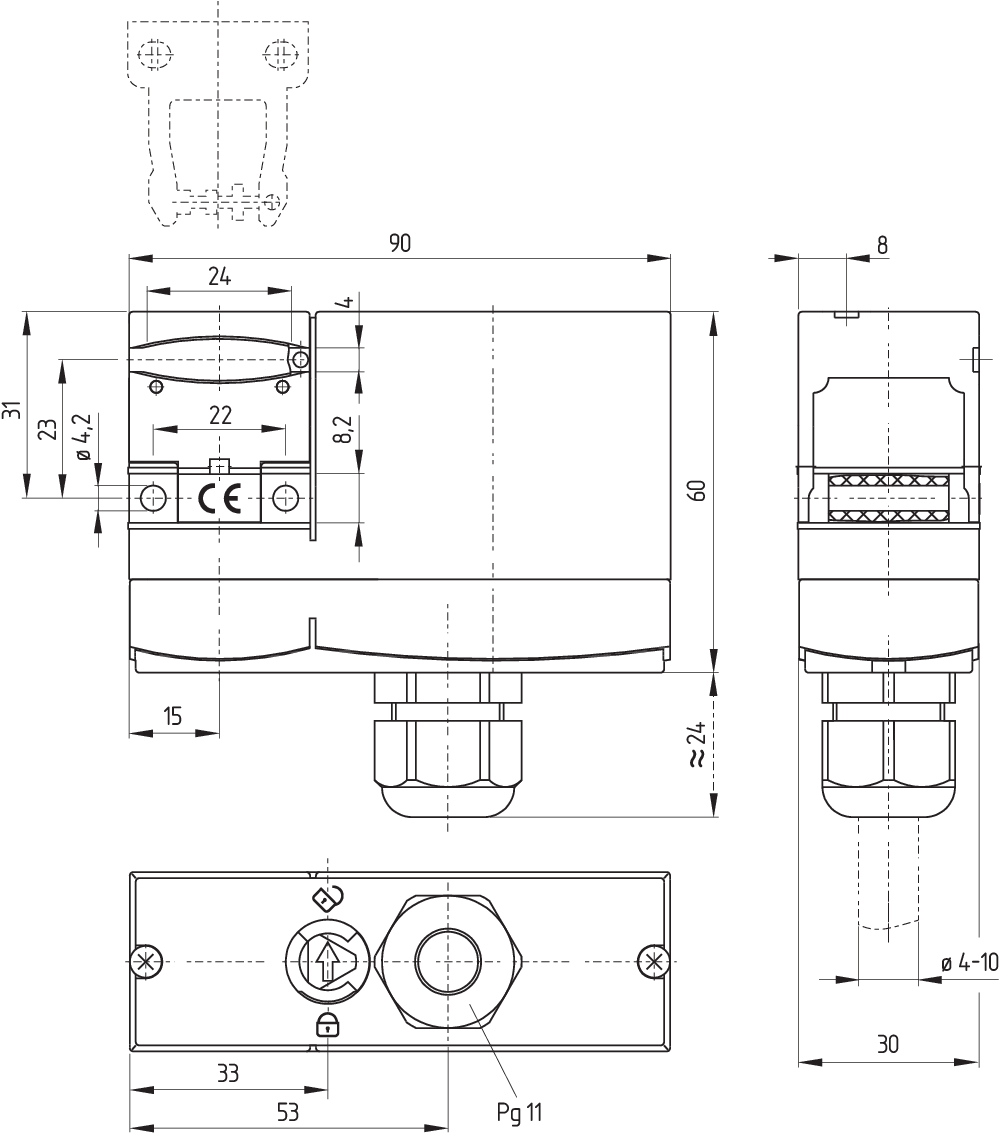 Дверной выключатель безопасности Schmersal AZM170-11ZRI-B6R-24VAC/DC