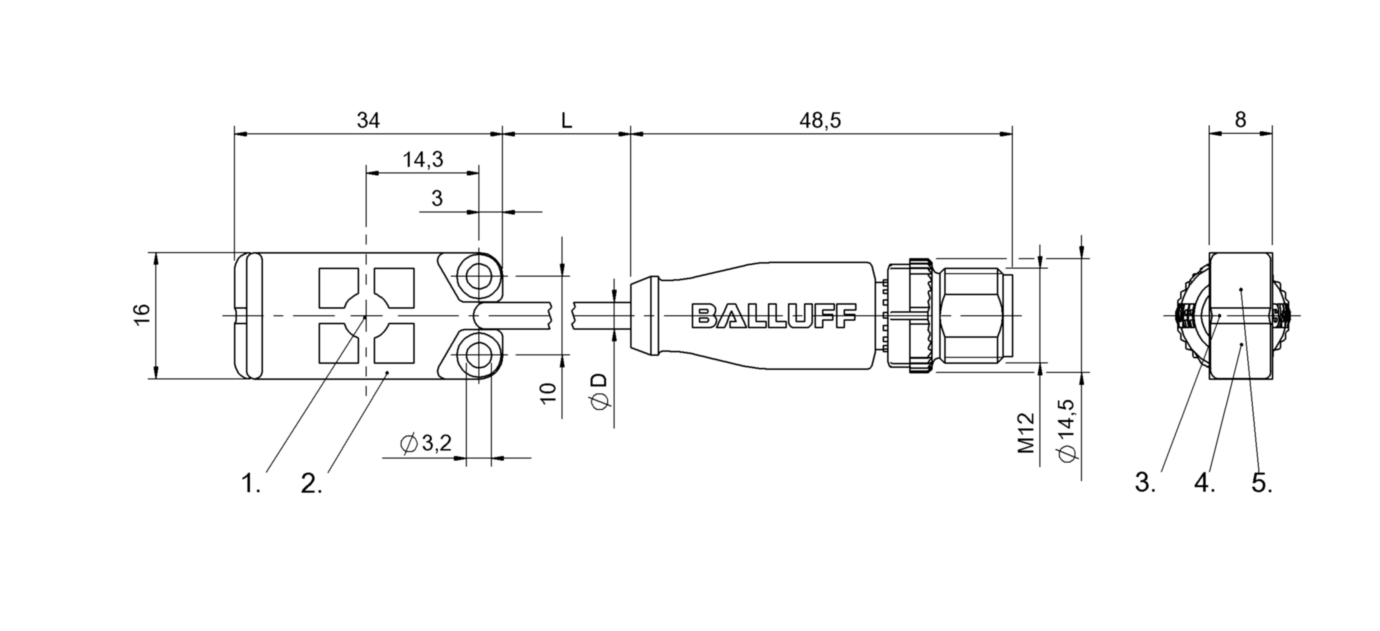 Емкостной датчик Balluff BCS R08RRE-PIM80C-EP00,3-GS04
