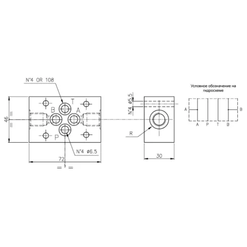 Плита модульная DUPLOMATIC MS S.p.a. EB30338, CETOP 03, отводы от каналов A и B, порты с боковой стороны