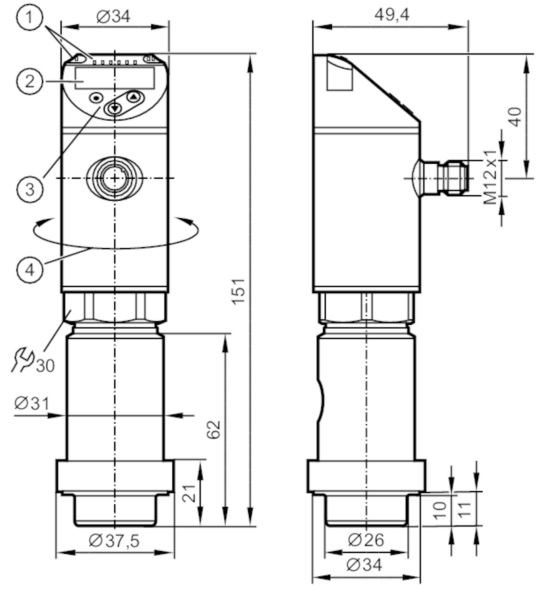 Датчик давления для гомогенизатора IFM Electronic PY9060
