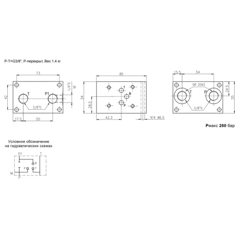 Плита для редукционных клапанов DUPLOMATIC MS S.p.a. EC3438PR, CETOP 03, Р-перекрыт