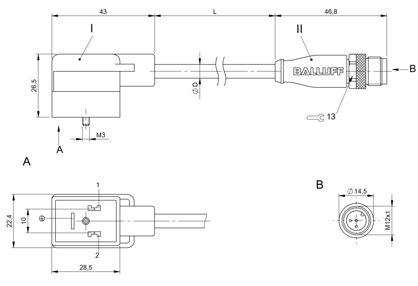 Соединительный кабель Balluff BCC VB23-M413-3E-666-PX0350-050