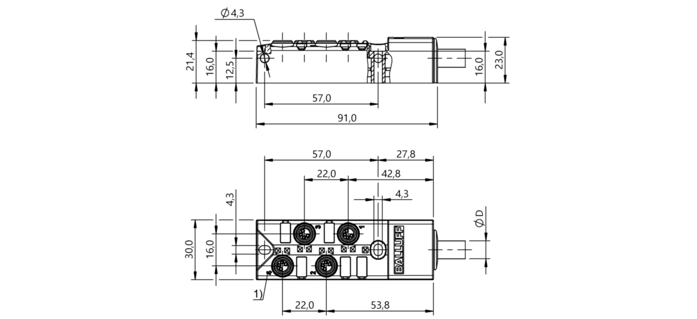 Распределительная коробка Balluff BPI 4M3040-5K-B0-KPXA0-100
