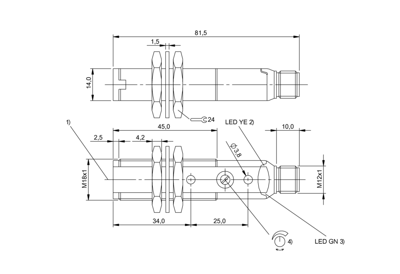 Оптический датчик Balluff BLE 18KF-PA-1PP-S4-C