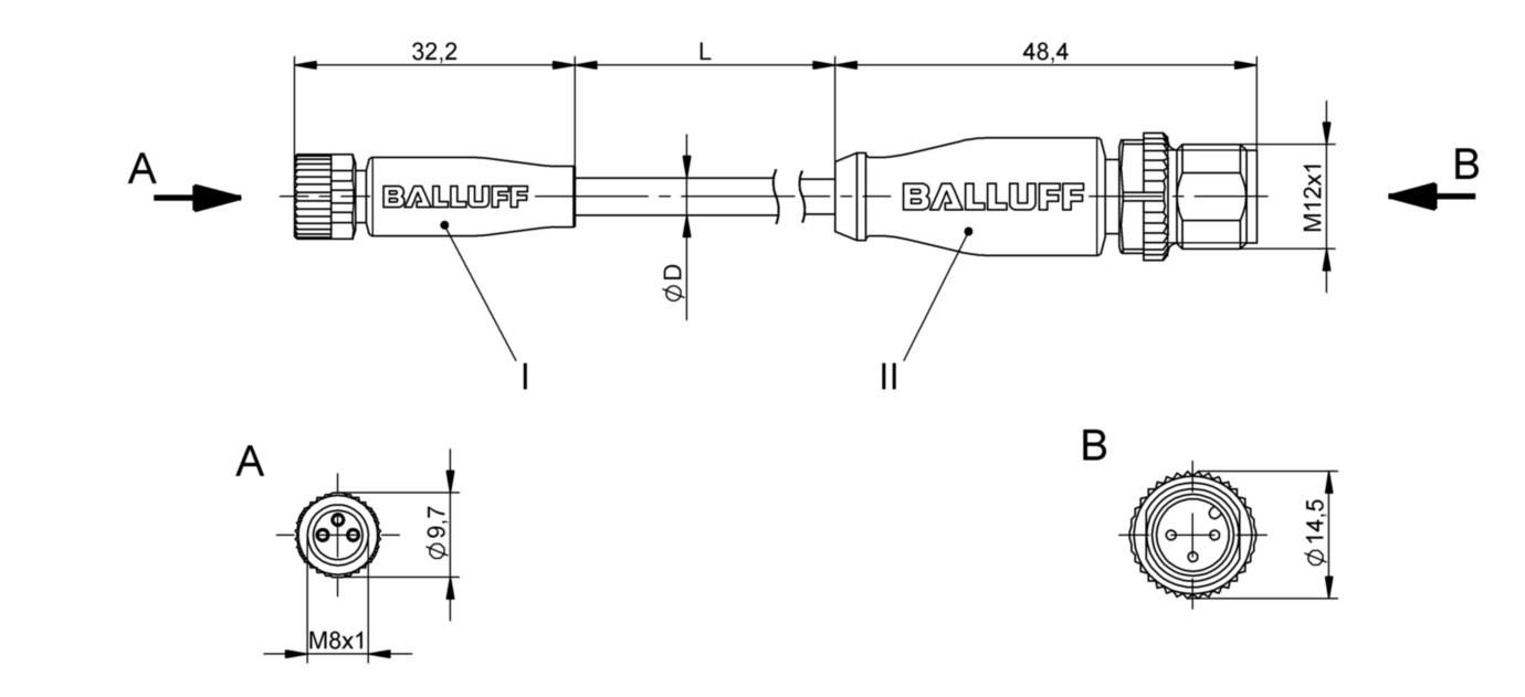 Соединительный кабель Balluff BCC M313-M413-3E-300-PW3334-003