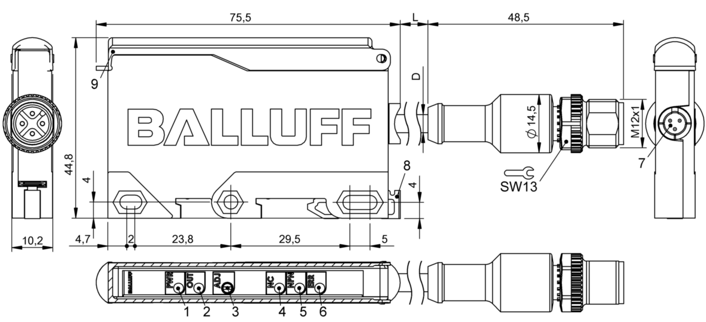 Коммутирующий усилитель Balluff BAE SA-CS-025-YP-BP00,3-GS04